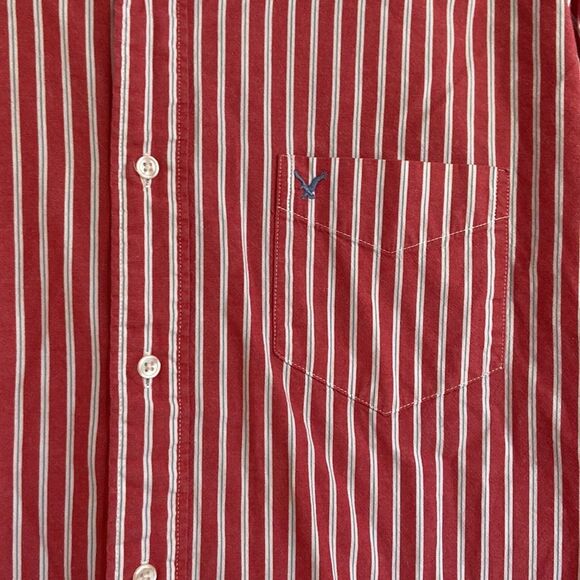American Eagle red/wht/blue striped button down XL - Picture 2 of 7
